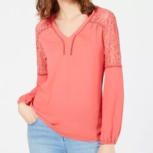 INC INTERNATIONAL CONCEPTS
INC Blouson Lace Woven Top women size XSmall